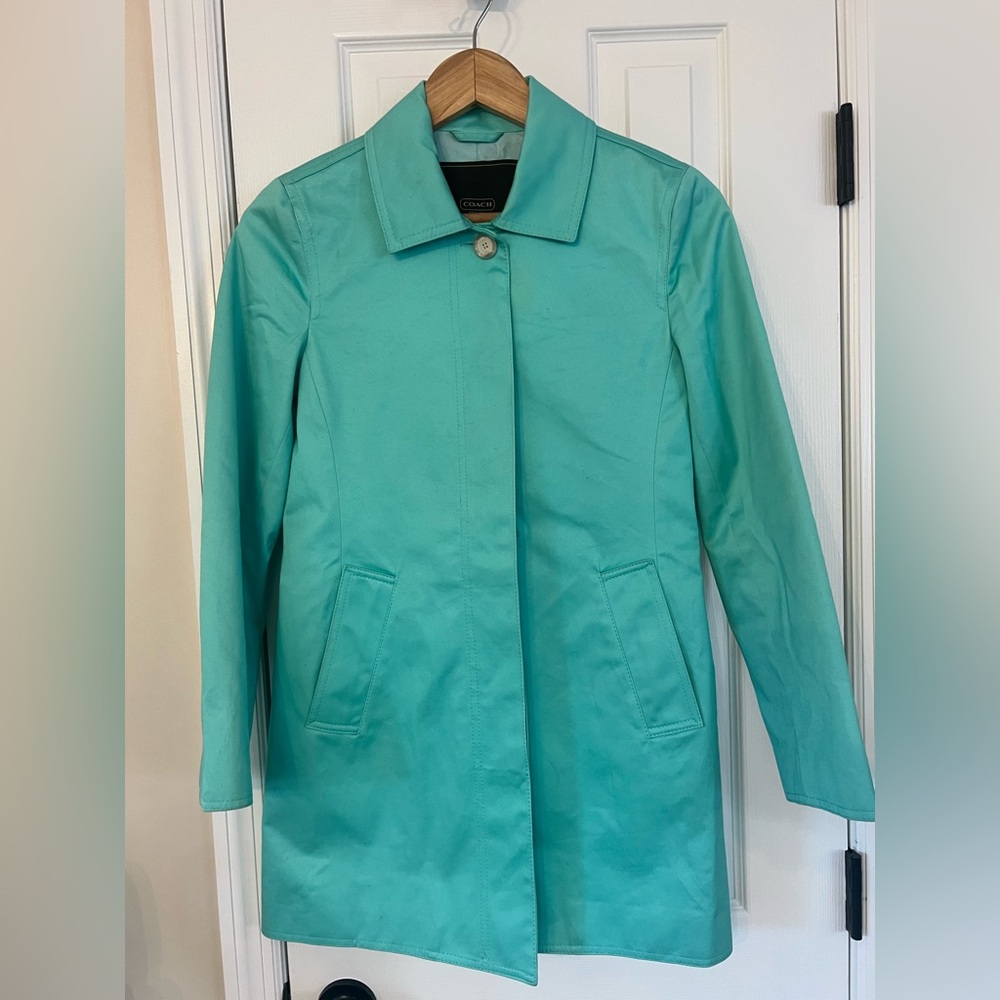Coach Turquoise Trench Coat